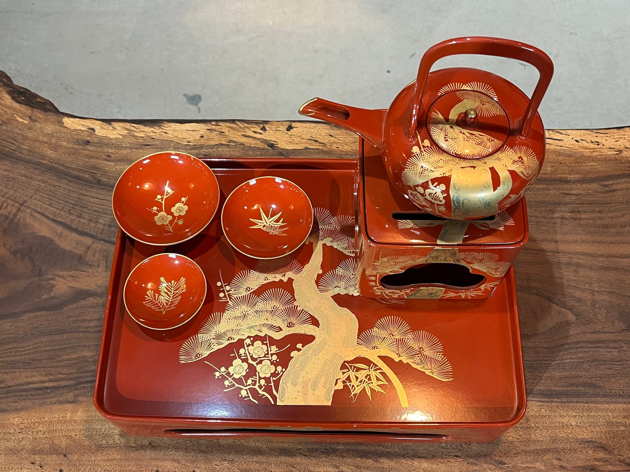 1 pine” Vermillion Japanese O-toso New Years Sake Set | Fox & Moon Tea