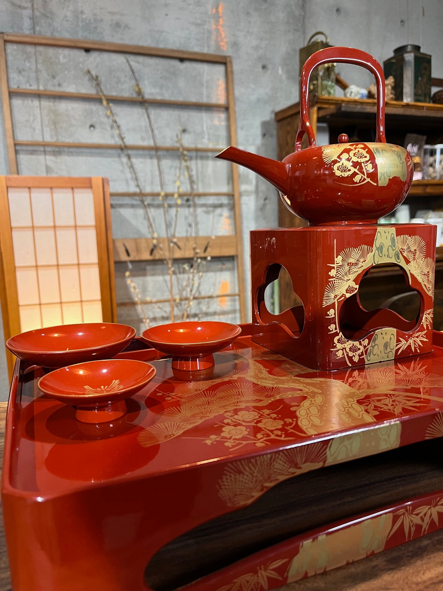 1 pine” Vermillion Japanese O-toso New Years Sake Set | Fox & Moon Tea