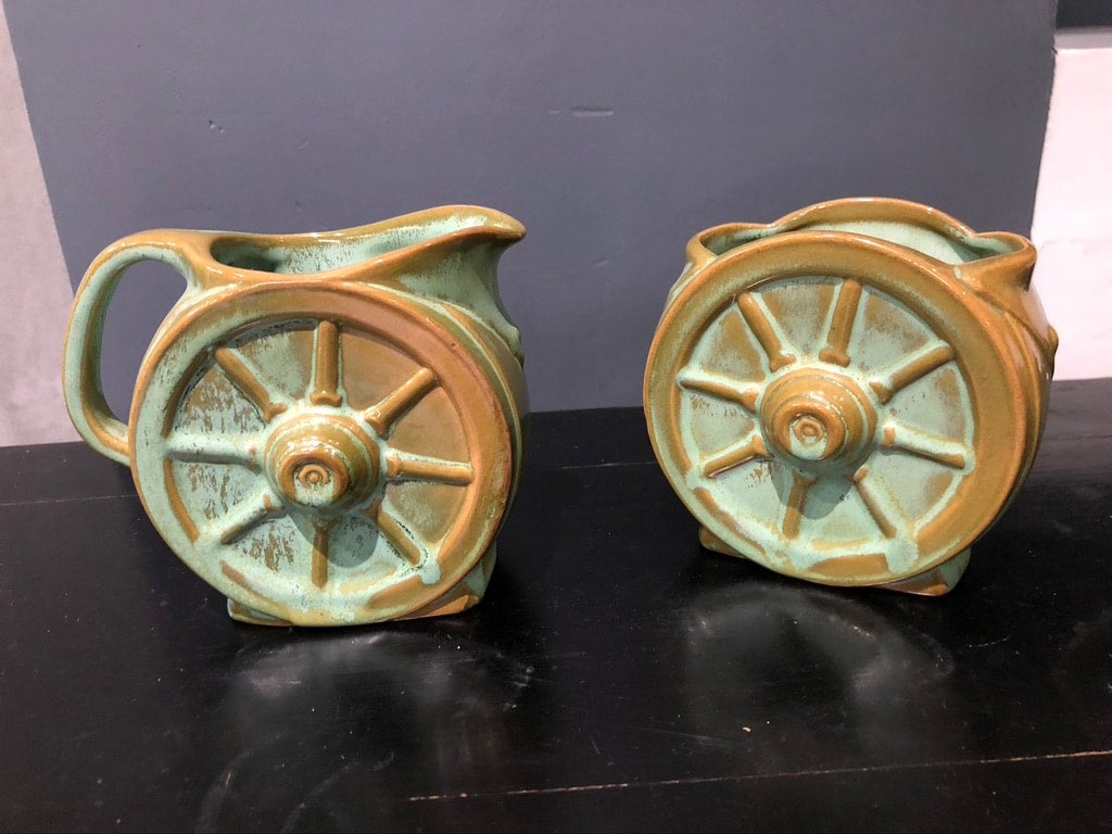 Vintage Frankoma popular Pottery Wagon Wheel Large Set